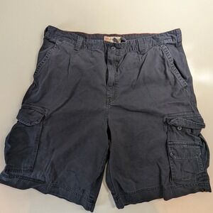 Cargo Supply Mens Navy Blue 100% Cotton Utility Cargo Shorts Waist 42 Y2K